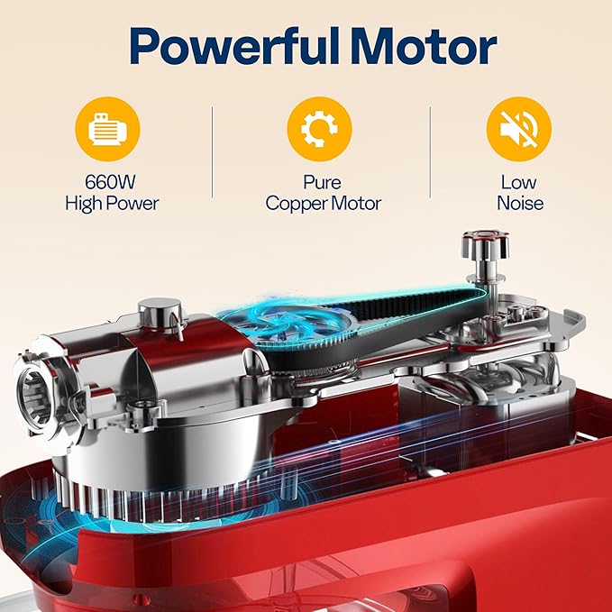 VIVOHOME 9 in 1 Multifunctional Stand Mixer with Fermentation, 6 Speed 7.5 Quart Kitchen Electric Food Mixer with Timer, Meat Grinder, Juice Blender, Vegetable Slicer, Pasta and Cookie Maker, Red