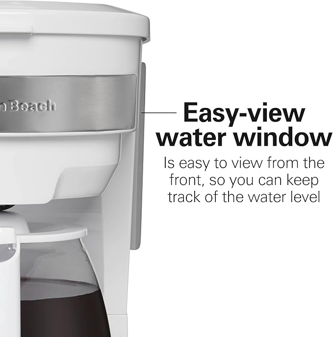 Hamilton Beach 12 Cup Programmable Drip Coffee Maker with 3 Brew Options, Glass Carafe, Auto Pause and Pour, White (46294)