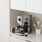 VEGETA Espresso Machine 20 Bar, Small Coffee Maker with 40oz Removable Water Tank, Stainless Steel Espresso Machine with Steam Milk Frother, Latte & Cappuccino Machine for Home, Silver