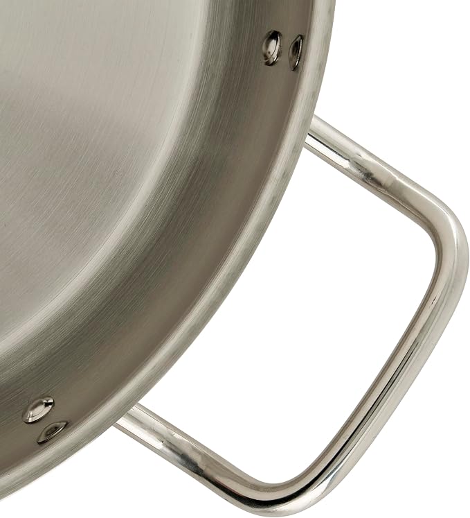 Winco Commercial-Grade Stainless Steel Fry Pan with Helper Handle, Natural Finish, 12"