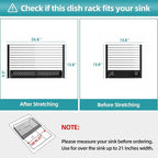 Roll Up Dish Drying Rack, Expandable (12.8"-23.8" D x 12.8" W) Stainless Steel Portable Over The Sink Dish Drainer for Kitchen Sink Counter, Foldable Sink Cover with Removable Utensil Holder