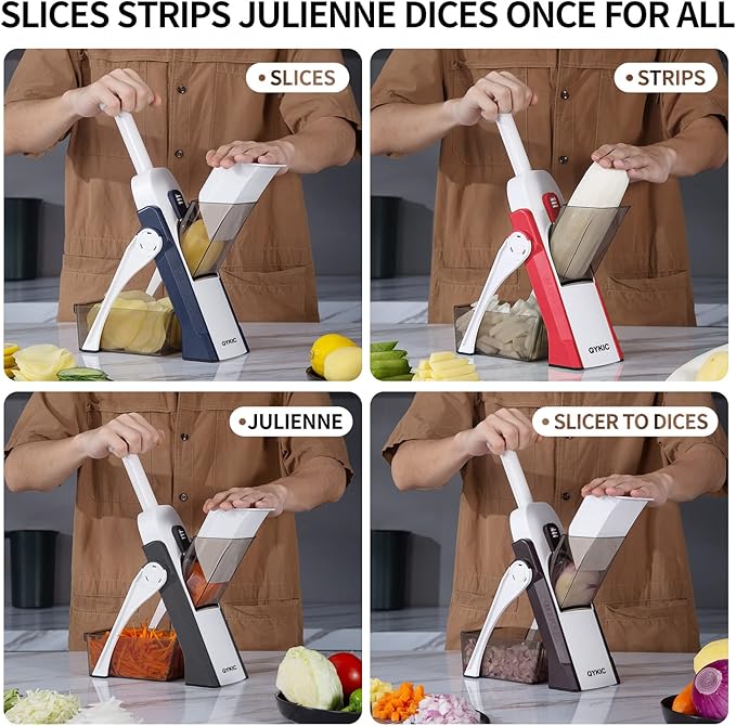 Safe Slice Mandoline, Vegetable Slicer, Potato Clips Slicer,Food Slicer,Thickness Adjustable 1-8mm for Cucumber Potato Carrot Lemon Only Slicer black