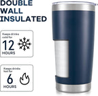 20 oz Tumbler with Lid Stainless Steel Insulated Tumblers Bulk Double Wall Vacuum Cups Powder Coated Travel Mug Keep Drinks Cold and Hot, Navy, 4 Pack
