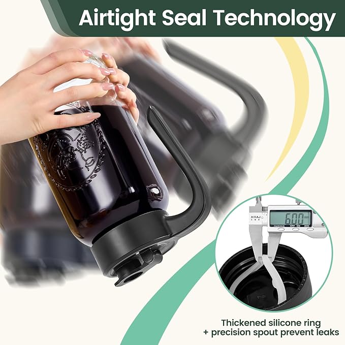 Mason Jar Pitcher - Airtight & Leakproof Glass Pitcher with Lid, Perfect for Breastmilk, Cold Brew, and Sun Tea, 2 Quart (64 oz) Mason Jar with Pour Spout Lid