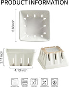 Gomakren Fruit Bowl with Holes, Ceramic Berry Basket Set of 2, 5.7 Inch Square Fruit Basket for Kitchen Counter, Rustic Berry Containers, Farmhouse Kitchen Decor - Cream White