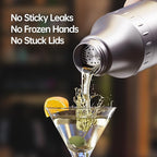 Hybrid Cocktail Shaker Set | Vacuum Insulated Stainless Steel Martini Shaker with Strainer & Jigger Lid | Travel cocktail kit with Bartender Accessory Tools | 30oz | Silver