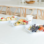 17" x 11" Melamine Large Plastic Serving Platters and Trays with Handles, Rectangular Serving Trays for Food, Dishes, Party - 3 Pcs