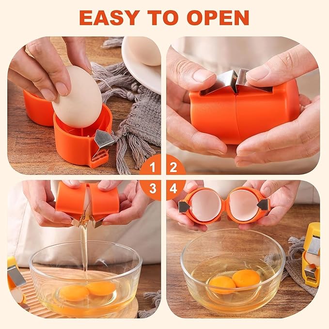 Egg Shell Opener 3PCS Egg Separator Egg Shell Opener for Hard Boiled Eggs Stainless Steel Egg Peeler, Handheld Egg Seperator Tool Kitchen Gadgets