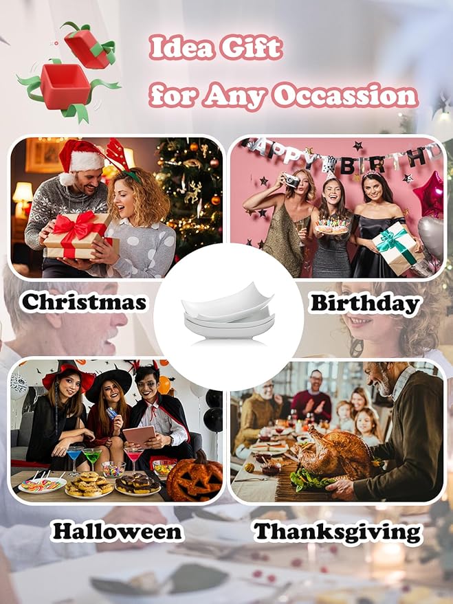 Gomakren Serving Platters Serving Bowls Set Turkey Serving Platter Porcelain Serving Dishes For Entertaining Special Curved Deep Large Thanksgiving Christmas Dishes Gifts Set of 3 White 12 Inch