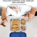 Stainless Steel Bento Box Kids, Leak Proof Metal Bento Lunch Box,3 Compartments 304 Stainless Steel Bento Lunch Containers for School and Office,Dishwasher Safe, BPA-Free(Blue)