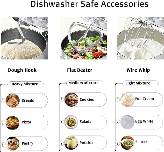 Kitchen in the Box Stand Mixer, 900W 8.5 QT Kitchen Electric Mixer, 10-Speed Large Capacity Tilt-head Food Mixer with Dough Hook, Wire Whip, Flat Beater & Splash Guard (White)