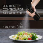 FLAIROSOL OLIVIA Oil Sprayer for Cooking, 200ml Glass Olive Oil Sprayer, Continuous Cooking Spray Dispenser with Portion Control for Kitchen, Air Fryer, Salad, BBQ (Black Bottle, Gold Print)