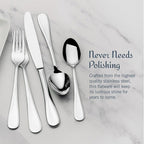 Mikasa Bravo 101 Piece Silverware Set, 18/10 Stainless Steel Flatware Service for 12, Includes 5 Piece Serving Set and 12 Extra Coffee Spoons