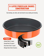 Round Baking Pan Set Roasting Dish 4-Pack 9/10/12/14 Inch Enamel Non Stick Large Cookware for Cake Bread Pie Pizza Turkey Steak, Non-Toxic Oven Dishwasher Safe, Christmas Gift Bakeware