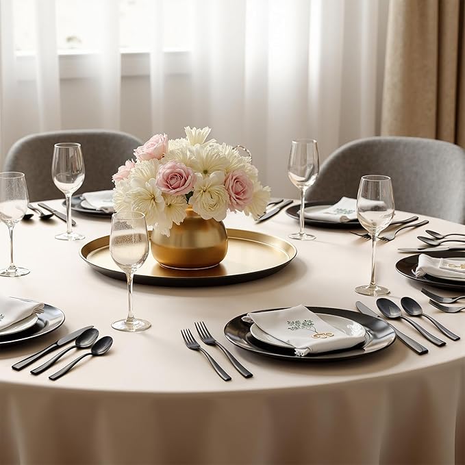 HIKAA Forged Silverware Set Stainless Steel Flatware Set,Service for 4,Matte Satin Polished Cutlery Set,Dishwasher Safe (Black, 20PCS)