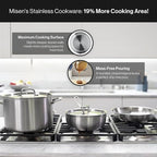 Misen 5-Ply Stainless Steel Cookware Set - Versatile, Dishwasher Safe - 12-Piece Set - 10" Skillet, 12" Skillet, 3 QT Saute Pan & 6 QT Rondeau + Lids, 2 QT & 3 QT Saucier + Lids, 8 QT Stockpot + Lid