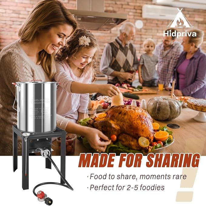 30QT Turkey Fryer & 10QT Fish Fryer Kit, Waterproof Cover & 12-inch Skimmer, 55,000BTU Propane Burner Stove, Aluminum Turkey Fryer Pot, Outdoor Deep Fryer, Crawfish Boiler with Basket