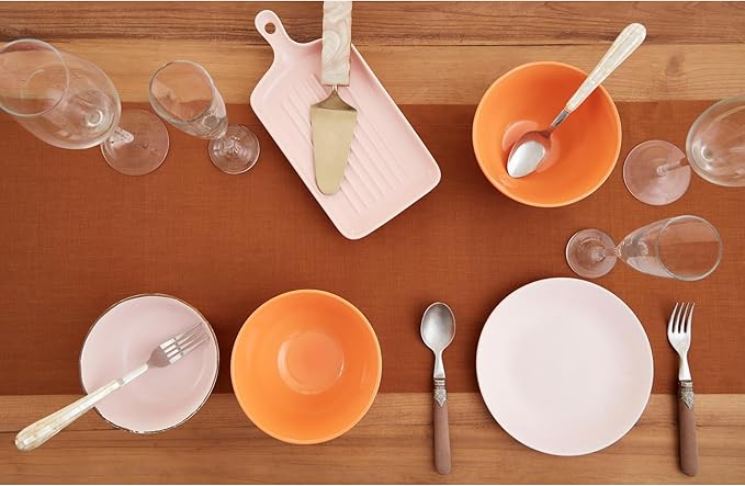 Solino Home Linen Cinnamon Table Runner 48 Inches - 100% Pure Linen Farmhouse Short Table Runner 14 x 48 Inch Ideal for Dresser and Coffee Tables - Fete - Fall, Autumn, Halloween