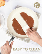 MICHELANGELO 12 Inch Frying Pan with Lid, Large Nonstick Skillet with Ergonomic Handle, Non-Toxic Ceramic Fry Pan, Oven-Safe, White