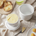 DOWAN Porcelain Butter Crock, French Butter Dish for Fresh Spreadable Butter, Butter Keeper with Water Line, No More Hard Butter, Housewarming Gift for Butter Lovers, White