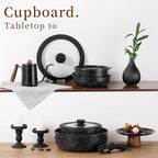 JEETEE Pots and Pans Set Non Stick 19pcs, Kitchen Cookware Sets with Detachable Handle, Induction Nonstick Cookware Set with Removable Handle, Stackable RV Cookware, Oven Safe, PFOA Free, Black