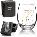 HOHY Scorpio Wine Glass - 20oz Golden Stemless Constellation Glass, Zodiac Sign Horoscope Gift for Women Men, Astrology Define Design