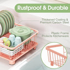 Pink Dish Drying Rack - Space-Saving Dish Rack,Dish Racks for Kitchen Counter with Drainboard, Birthday Christmas Day Mothers Day Thanksgiving Gifts for Mom Grandma Wife Kitchen Enthusiasts