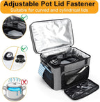 Slow Cooker Carrying Bag, Double Layer Insulated Design Slow Cooker Carrier with Removable Hard Liner and Pot Lid Fastener Fit for 6-8 Quart Crock Pot, Gray