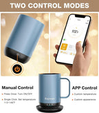 Self-Heating Coffee Mug T1-16oz, Fast Heating Rechargeable Heated Coffee Mug, Smart Mug with App & Button Control, Ideal Gift for Coffee Lovers & Hot Drink Enthusiasts