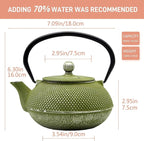 Cast Iron Teapot Tea Kettle with Stainless Steel Infuser for Stovetop Safe Coated with Enameled Interior Japanese Green Tetsubin for Loose Tea(30.4oz/900ml)