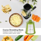 Ourokhome Rotary Cheese Grater Cheese Shredder, Mandoline Vegetable Slicer with 5 Interchangeable Blades and Strong Suction Base for Fruit, Vegetables, Nuts Grey