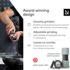 LARS NYSØM Salt and Pepper Grinder Set I Salt and Pepper Mills with Adjustable Ceramic Grinder 2 pieces I Manual Design Spice Mill Set (Blue)