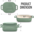 Signature Enameled Cast Iron Sourdough Bread Oven | Non-Stick with Tight Fitting Lid for Perfect Baking and Bread Making | 6QT Rectangle Oven With Lid [Sage Green]