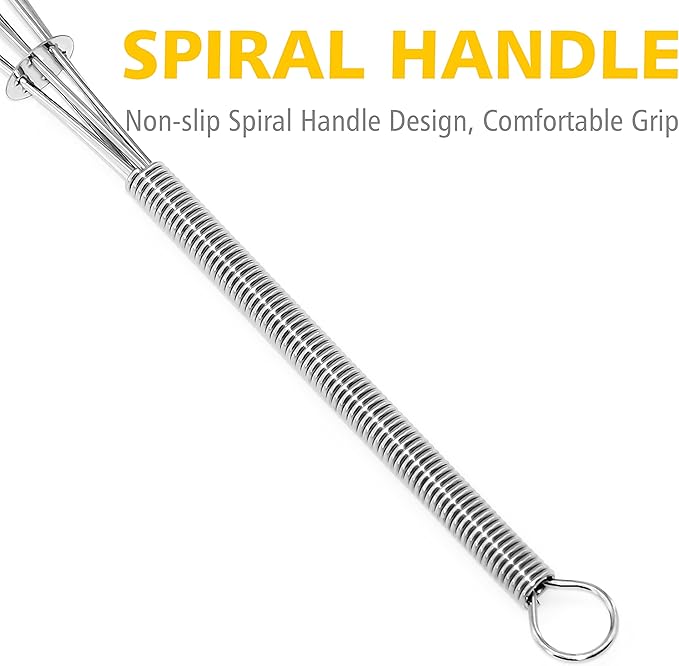 Anaeat 6 Pack Small Wire Whisks, Portable Stainless Steel Kitchen Tiny Whisk & Egg Beater with Thick Wire - Sturdy Mini Mixing Balloon for Cooking, Blending, Whiping, Beating and Stirring (6")