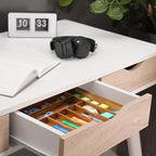 Large Premium Acacia Silverware Organizer - Expandable Drawer Organizer & Utensil Organizer - 17"x19.7" Cutlery Tray with Dividers for Kitchen Utensils and Flatware (7-9 Slots) Acacia