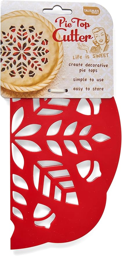 Talisman Designs Pie Top Cutter | Pie Crust Cutter | Pie Decorating Tools | Pie Pastry Baking Accessories | Stencil Crust Cutout | 10-Inch | Autumn Design | Red