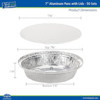 Nicole Home Collection Aluminum Pans 7” Round Disposable Foil Pans With Lids (50 Pack) – 7 Inch Round Disposable Takeout Pans With Board Lids (7" Inch Round)