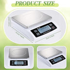 Large Digital Kitchen Scale 66LB 30kg Commercial Food Scale Stainless Bread Scale with LCD Display Commercial Weighing Devices for Baking Cooking(Silver)