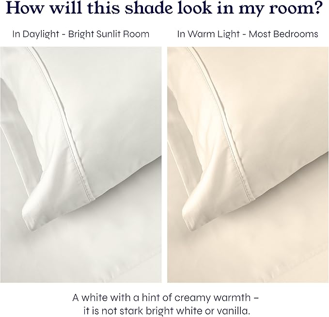 2-Pack Twin XL Sheet Set - 400 Thread Count Sateen 100% Cotton Twin XL Sheet Sets - Soft, Breathable & Cooling Sheets, Wrinkle Resistant, 2 Sets of Deep Pocket Bed Sheets - Ivory (Pale Tone)