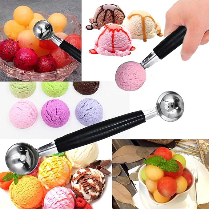 8 Pack Double Ended Headed Fruit Melon Baller,430 Stainless Steel Ball Spoon,Smooth Round Melon Balls Melon Scoop for Watermelon,Ice Cream,Fruits,Sorbet,Meatball