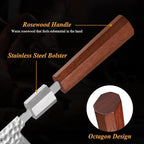 KEEMAKE Kitchen Knife Set 3-pcs - Chef Knife Set with 3-layer Japanese 9CR18MOV Clad Steel Blade, Sharp Knives Set for Kitchen with Octagon Rosewood Handle Kitchen Knives