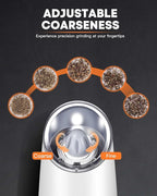 AmuseWit Gravity Electric Salt and Pepper Grinder Set [White Light] USB Rechargeable Automatic Pepper and Salt Mills,Adjustable Coarseness,One-Handed Operation, Snow White