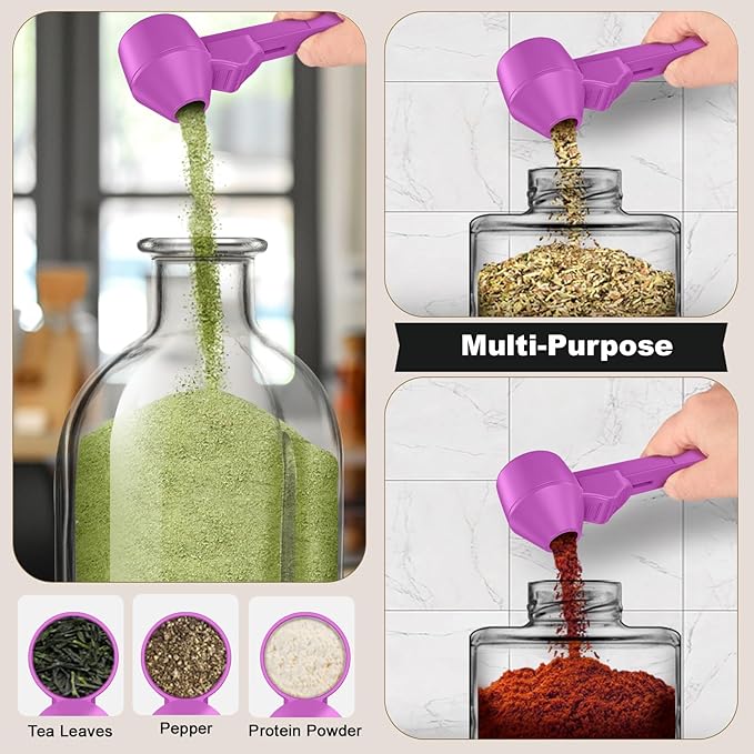 Coffee Scoop & Funnel for Reusable K Cup Refillable Coffee Pods, Coffee Measuring Spoon 2 Tablespoon Capacity, Scoop with Funnel for Ground Coffee, Protein Powder, Tea (Purple, 1 Pack)