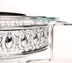 Casserole Dish 9"Glass Baking Dish with Stainless steel Lid and rack, Silver round 1.5 Qt Baking Pan For Casserole & Lasagna, Microwave Dishwasher Freezer Oven Safe