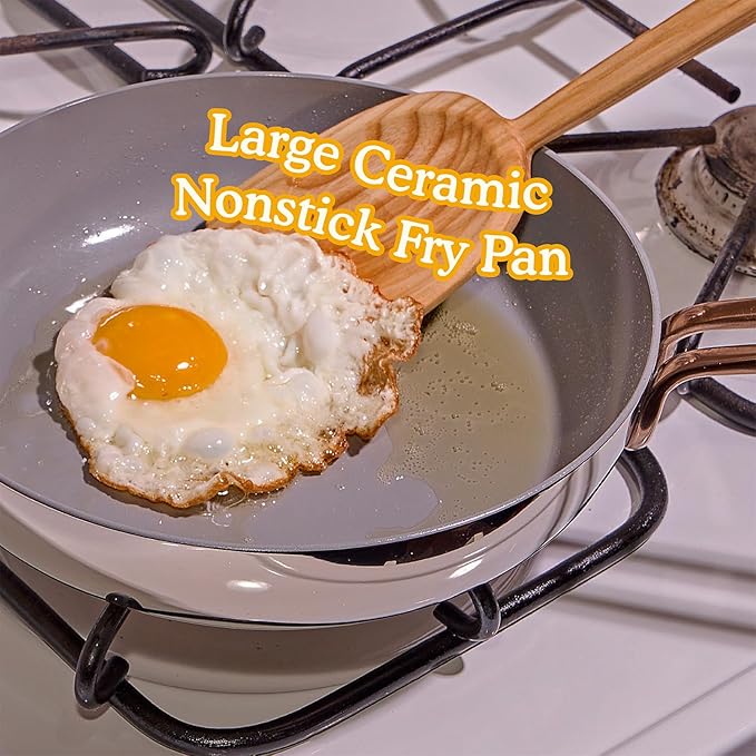 Great Jones Large Fry 10.25 Inch Nonstick Frying Pan | Nontoxic Ceramic Coating, PTFE & PFOA-Free | Welded Handle, Induction & Oven Safe | Dishwasher Friendly