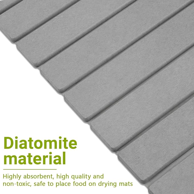 Quick Dry Stone Mat, Stone Drying Mat for Kitchen Counter, Large Dish Drying Mat - Diatomaceous Earth Dish Drying Mats, Modern Fast Dry Pad for Bathroom, 24"x16", DarkGray