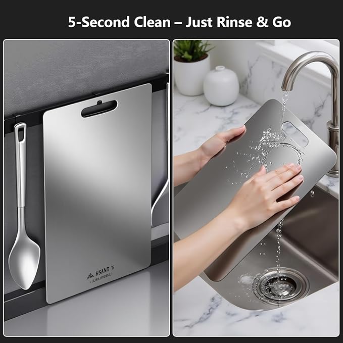 Titanium Cutting Boards for Kitchen, 100% Pure Titanium Cutting Boards, Cutting Board Double Sided Food Grade, Perfect for Sushi, Meat, Vegetables & Meal Prep – Easy To Clean 14"x10"