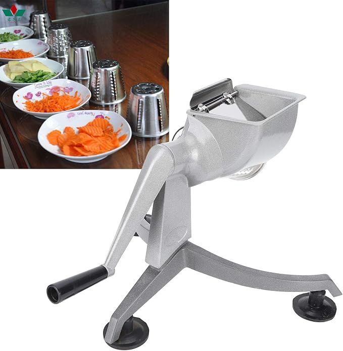 Food, Multi‑Functional Hand Crank Cutter Vegetable Cutter Cheese Grater Nut Grinder Food Processors with 5 for Household Restaurant Kitchen
