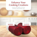 Signature Red Burgundy Salt and Pepper Shakers with Holder - Elegant Stainless Steel Salt Shaker and Pepper Shaker Set with Acrylic Holder for Kitchen Counter or Restaurant Table (2-Piece Set)