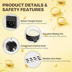 Electric Chocolate Melting Pot - Dual 1L Ceramic Non-Stick Pots, PTC Heating & Precision Thermostat (80W, 110V) for Home/Commercial Chocolate, Candy, Fondue & Hot Beverage